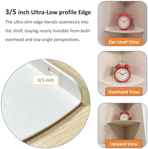 Small Wall Mounted Floating Corner Shelves 7 inch Metal Shelf Corner Shelf for Wall Storage, for Speaker, Cable Box (Whi