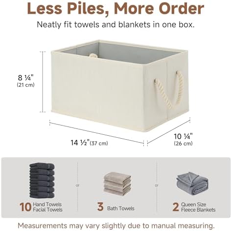 StorageWorks Storage Baskets for Shelves, Foldable Fabric Closet Storage Bins with Handles, Fabric Storage Bins Clothes Organizer, Beige, White & Ivory, 6-Pack, Large
