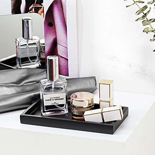 Luxspire Resin Bathroom Tray for Countertop Organizer, Mini, Marble Black
