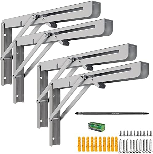 MySit 16" Folding Shelf Brackets 4 PCS, Max Load 550lb