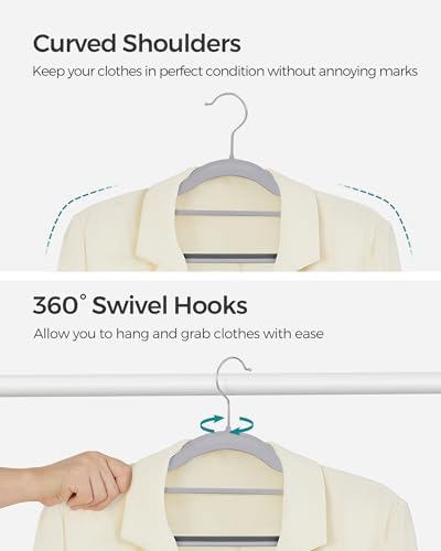 SONGMICS Pack of 30 Coat Hangers, Space-Saving Plastic Clothes Hangers