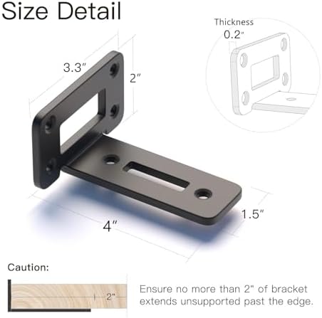 LEOPO 4 Inch 4 Pack Openwork T Shelf Brackets for DIY Floating Shelf