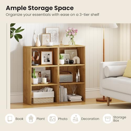 Giantex 3 Shelf Bookcase, Modern Bookshelf Cube Storage Organizer, Open Storage Cabinet Multi-Functional Home Office Bed