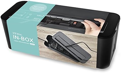 in-Box Extra Large Cable Organizing Management Box for Under Desk Surge Protector Concealer Black