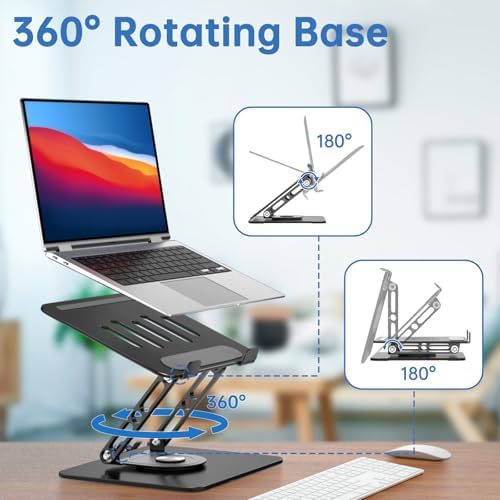 Laptop Stand for Desk Adjustable Computer Stand with 360 Rotating Base Ergonomic Laptop Riser Mount for Desk Foldable Pr