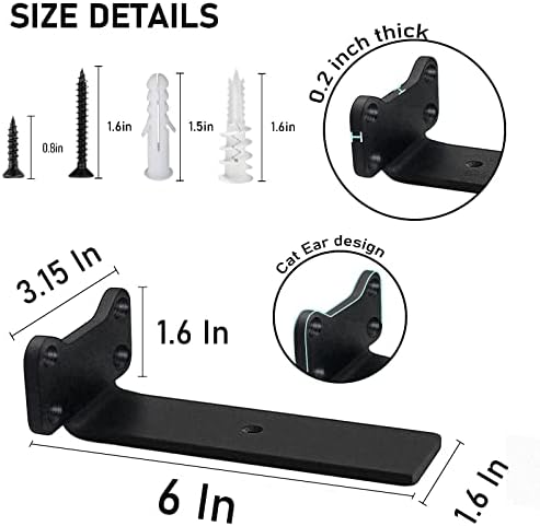 Floating Shelf Brackets Heavy Duty Industrial L Shelf Bracket 1/5 Inch Thick Premium Solid Steel Shelf Supports, Black R