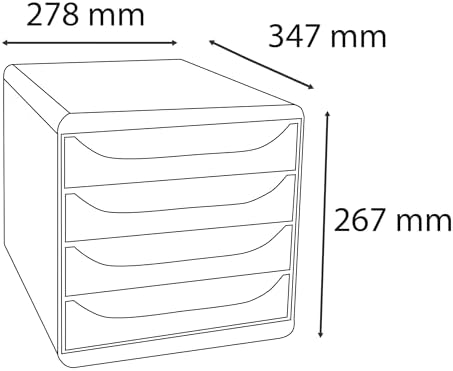 Exacompta - Ref 310703D - BIG-BOX Desktop Drawer Set - 4 x 55mm Drawers, Suitable for A4+ Documents, 347 x 278 x 267mm, 100% Recycled Plastic - Black/Royal Blue