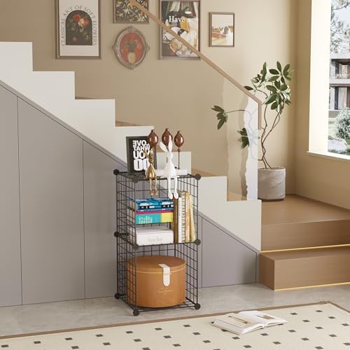 C&AHOME Wire Cube Storage, 2-Cube Storage Organizer Metal, C Grids, Black