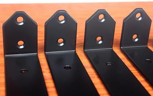 4 Pack - L 5" x H 2" x W1.5, 5mm Thick Black L Shelf Bracket, Iron Shelf Brackets, Metal Shelf Brackets, Floating Shelf,