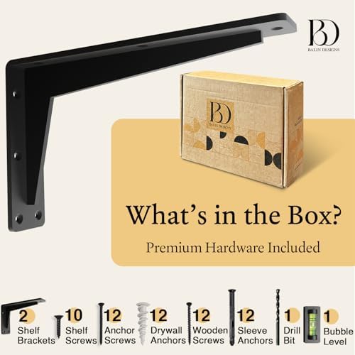 2 Pack Heavy Duty Shelf Brackets 20 Inch Mantel Decorative L Bracket for Shelves, Metal Shelf Support Bracket, Wall Moun