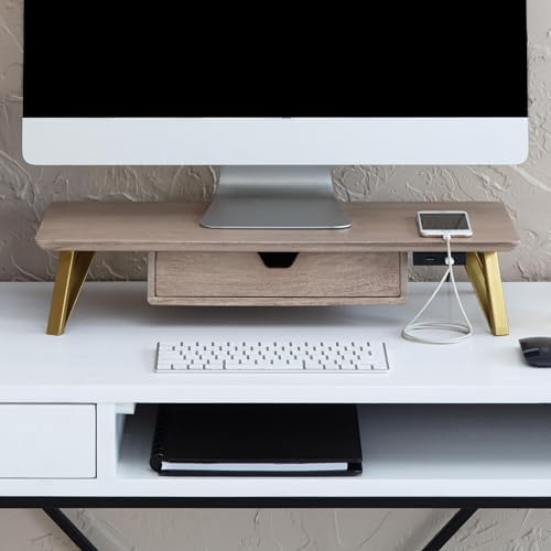 Anji Mountain Monitor Stand for Desk - Desktop Organizer & Laptop Riser, Ergonomic Monitor Riser, Space-Saving, Durable,
