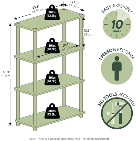 Furinno Turn-N-Tube Toolless 4-Tier Storage Shelves, Espresso