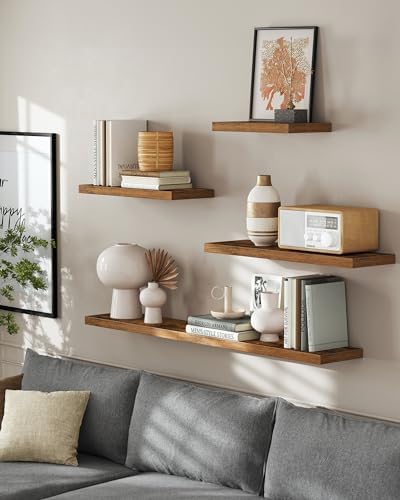 VASAGLE Wall Shelves, Floating Shelves, Set of 3, 15.8 x 7.9 x 1.5 Inches