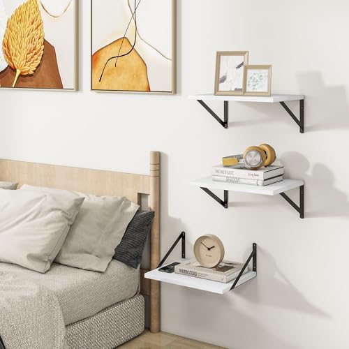 Heimlove 16W x 12D Deep Floating Shelves Set of 3 White