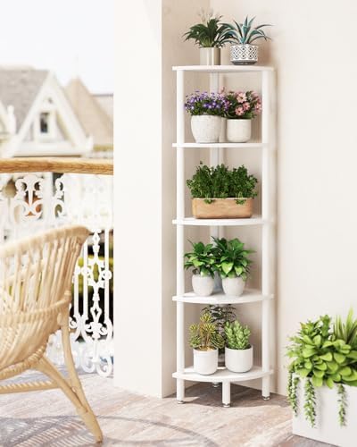 IBUYKE 5 Tier Corner Shelf Stand,Industrial Corner Display Rack WBC010W