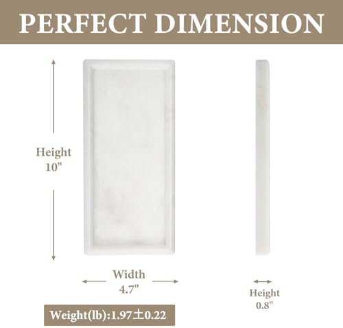 Koville African Natural Marble Tray, 10"x5" Coffee Table Vanity/Decorative Tray for Jewerly, Watch, Perfume Candle Tray 