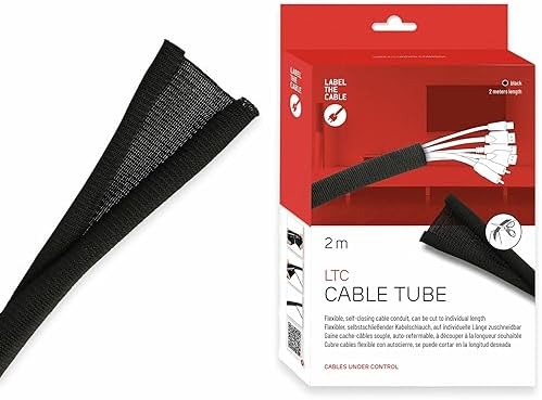 Cable Tube – Self-Closing & cuttable Cable Sleeve, 2m x 25mm, Black – Flexible Cable Channel for Cable Management at des