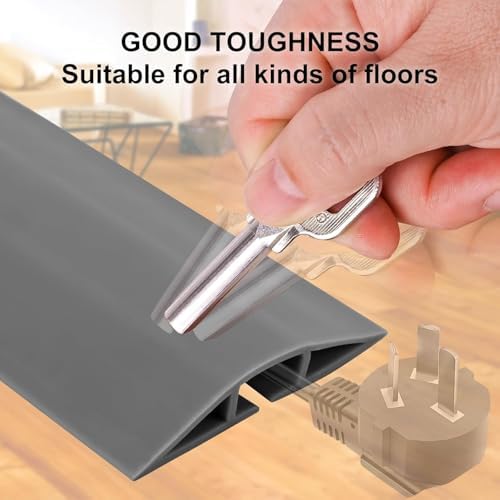 4Ft Floor Cord Cover Silicone Cable Protector Easy to Install Wire Organizer and Hider Ideal Extension Cord Cover for Ho