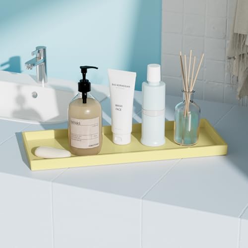 Vanity and Bathroom Tray, 15" ABS Countertop Organizer,Waterproof Vanity Tray for Toilet Tank,Perfume,Soap,Keys,Bathroom