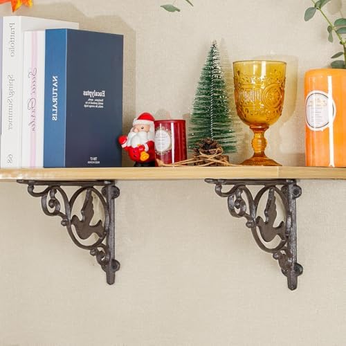 Sungmor 9.2 Inch Cast Iron Brackets for Shelves - 2 Pack Rustic Brown