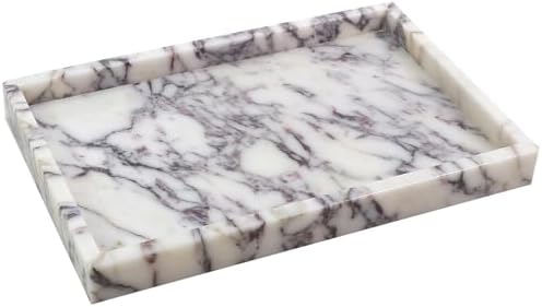 Luxurious Natural Marble Tray Hand Towel Organizer for Disposable Paper Napkins, Jewelry, Makeup Bathroom Vanity Sink Co