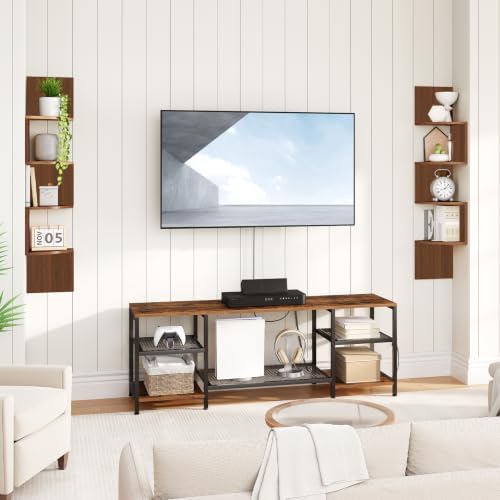 HOOBRO Corner Shelf Wall-Mounted, Set of 2 Floating Corner Shelves for Wall