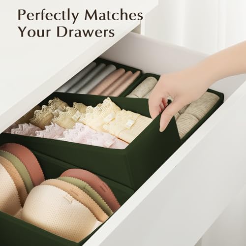 DIMJ Drawer Organizers Clothes, Set of 8 Dresser Organizer Bins, Fabric Closet Organizers and Storage, Shallow Drawer Di