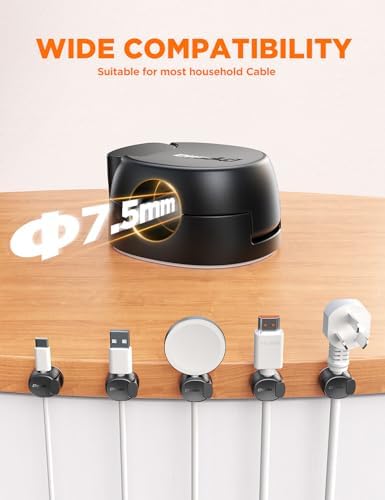 12Pack Cord Organizer [Dual Spring & Clasp, Max Secure] Cable Clips - Chfeila Cord Holder, Desk Cable Management, Adhesi