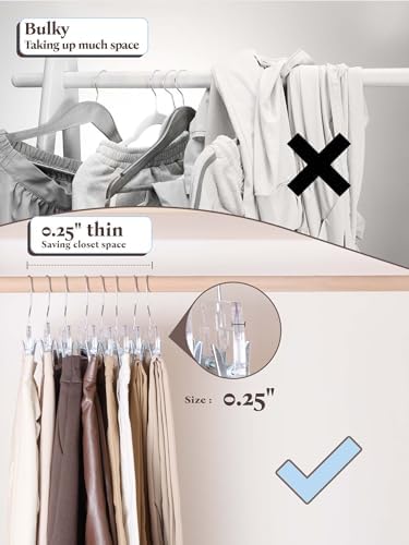 HOUSE DAY Heavy Duty Clear Pants Hangers 25 Pack, 14'' Skirt Hangers