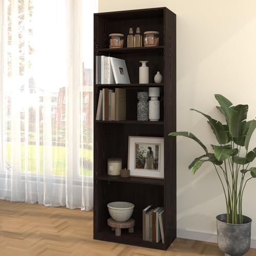 CTESNE【2026 Adjustable Shelves 5-Tier Bookcase, 71 inches, Wooden Open Display Floor Bookshelf (Chocolate Color)