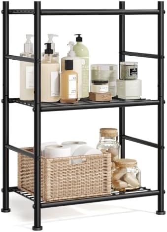SONGMICS 3-Tier Storage Shelf, Steel Shelving Unit, 11.8 x 15.7 x 30.5 Inch