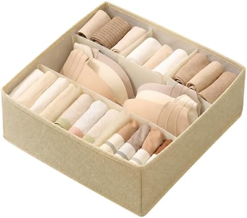 Fabric Drawer Organizer Bins 7 Cell Drawer Dividers Storage Box Multifunctional Sock Organizer for Drawer Organizing Fol