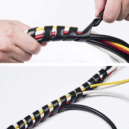 D-Line Cable Management Box (Large) & Cord Spiral Wrap (8.2ft Length) - Black