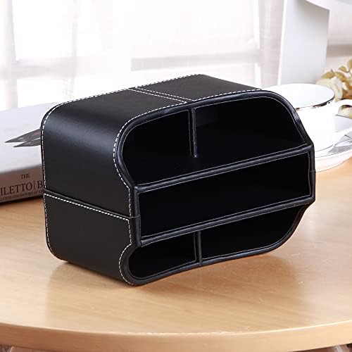 PU Leather 360° Rotatable Remote Control Holder,Nightstand TV Remote Caddy
