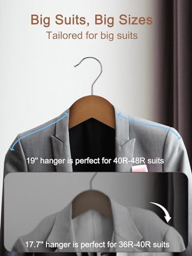 HOUSE DAY 19 Inch Wooden Suit Hangers 6 Pack, Walnut