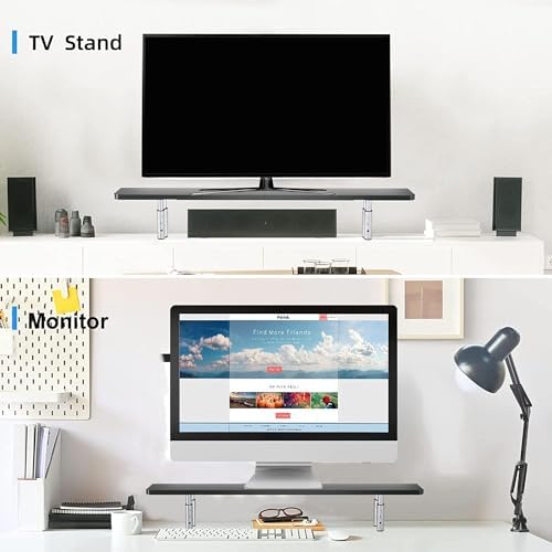 suptek Dual Monitor Stand Riser,Large Monitor Laptop Stand Riser 3 Adjustable Heights Computer Stand for Laptop, Printer