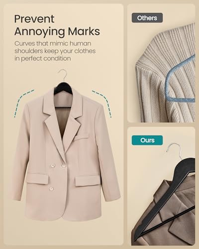 SONGMICS Wooden Hangers, 30 Pack, Basic Wood Clothes Hangers, Space Saving