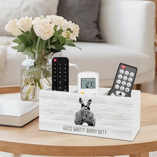 Bunny Rabbit Gifts, Easter Decor, Bunny Easter Gifts for Women, Funny Pen Pencil Holder Organizer for Desk Accessories, Wooden Box Sign Desk Decor for Home Office