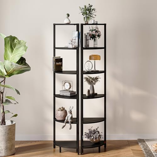 6 Tier Corner Shelf 63.1" Tall Corner Shelves Stand Ladder Shelf Black