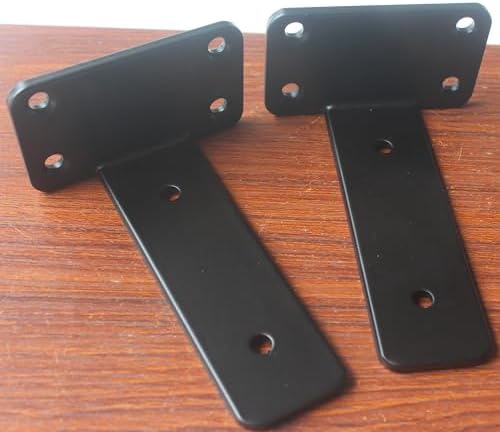 10 Pack - 5 inch Black Hidden L Shelf Bracket (1/5 Inch Thicked) Iron Floating Shelf Brackets Rustic Industrial Metal Br