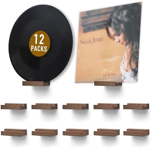 Vinyl Record Shelf Wall Mount,Small Record Holder,Light Walnut