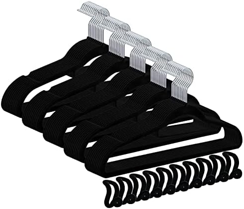 50+10 Pack Non-Slip Velvet Hangers Suit Clothes Hanger Space Saving Hangers 15~20LBS Heavy Duty Hangers 16.5inch