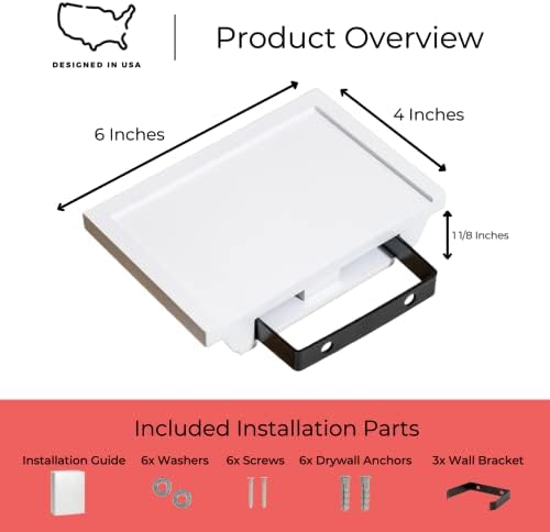 Small Floating Wall Shelf, Mini 4 x 6 in, White - 3 Pack