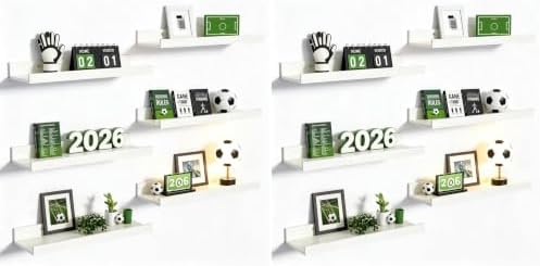 upsimples Floating Shelves for Wall, Wall Shelves for Decor Storage Set of 6, Wall Mounted Wood Shelf for Bedroom, Livin