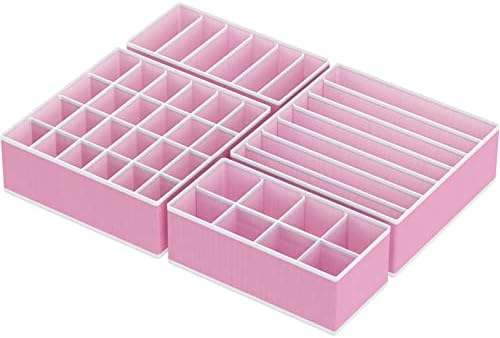 Simple Houseware 4-Pack Drawer Organizer Set for Underwear/Socks/Bra, Pink
