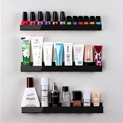 8 Pack 15 Inch Black Acrylic Floating Wall Shelves, Kids Bookshelf