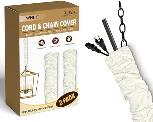 Royal Designs, Inc. Cord & Chain Cover 4 ft Silk Type Fabric, Chandelier Pendant Lighting Chain & Cable Management, Touc