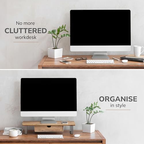 Anji Mountain Monitor Stand for Desk - Desktop Organizer & Laptop Riser, Ergonomic Monitor Riser, Space-Saving, Durable,