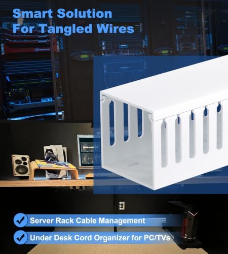 ZhiYo 3"H x 3"W Cable Raceway, 6ft Under Desk Wire Management Channel White