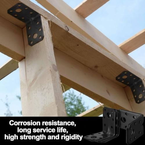 50pack 2" Galvanized Steel L Bracket for Wood Furniture Corner Brace Black